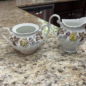 Staffordshire Bouquet Fairwood creamer & sugar bowl set